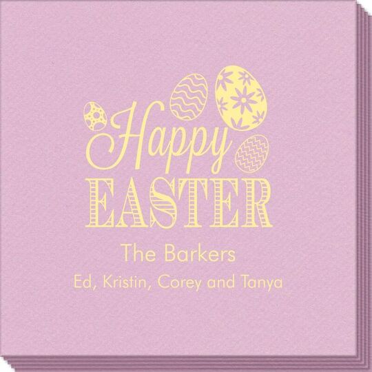 Happy Easter Eggs Linen Like Napkins